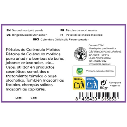 Pétalos de caléndula molidos