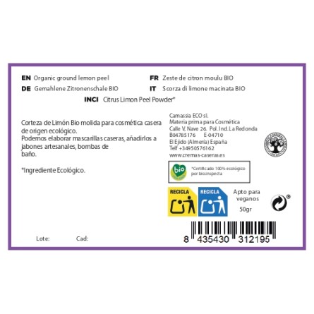 Corteza de limón BIO molida