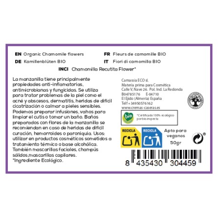 Flores de Manzanilla BIO (Matricaria chamomilla) 50 gr