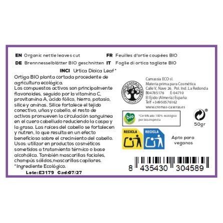 Ortiga (Urtica dioica) BIO - Hojas molidas