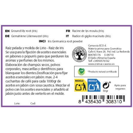 Raíz de lirio (Iris) molida