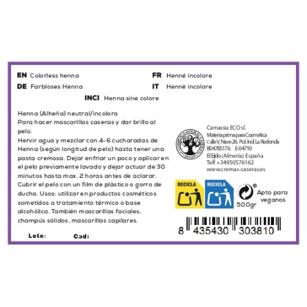 Henna (Alheña) incolora