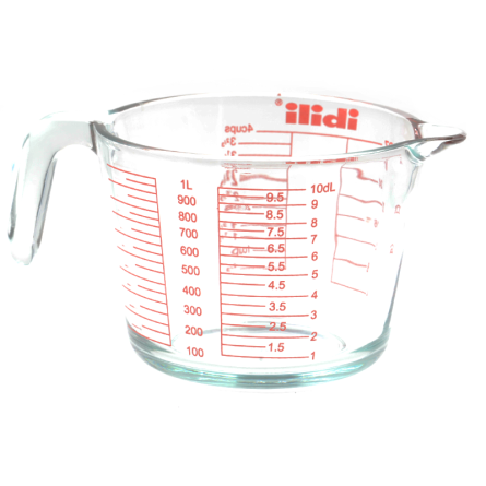 Jarra medidora de vidrio