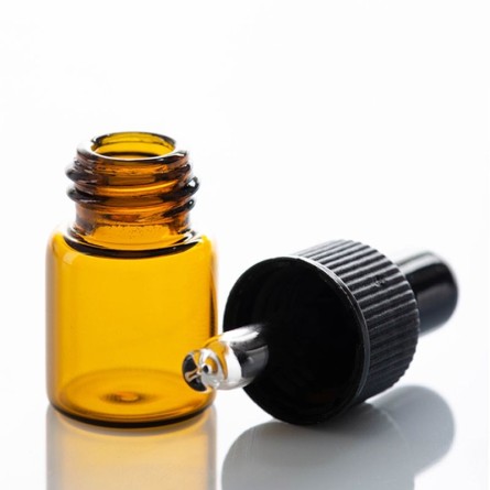Mini botella de vidrio ambar 2ml con pipeta cuentagotas