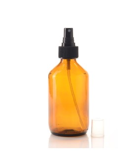 Botella vidrio ámbar 250ml con cabezal pulverizador negro