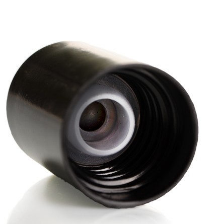 Cabezal Roll-on con tapón negro para botellas con rosca