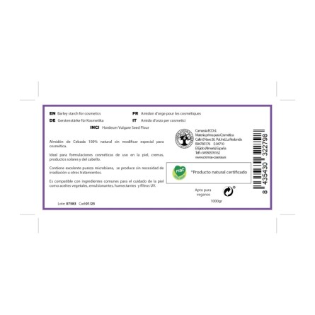 Almidón de cebada para cosmética