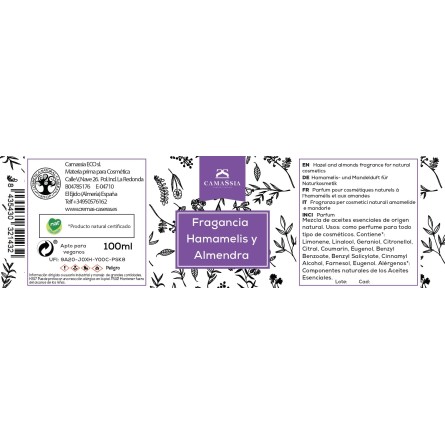 Fragancia para cosmética natural hamamelis y almendras