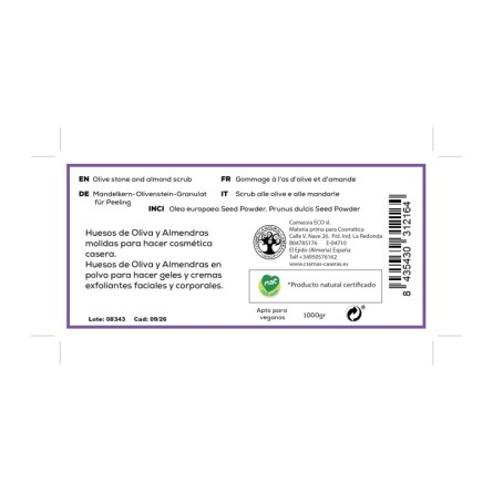 Huesos de oliva y almendras en polvo