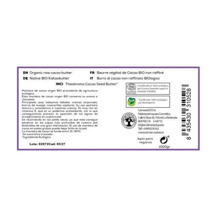 Manteca de cacao virgen BIO