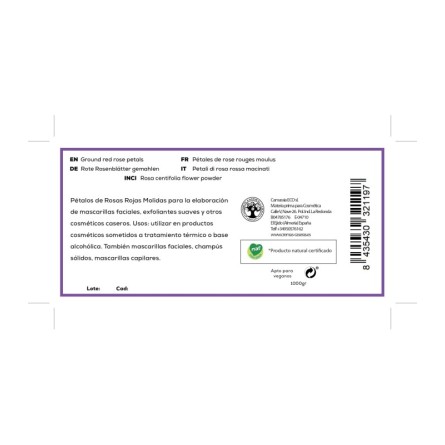 Pétalos de rosas rojas molidas