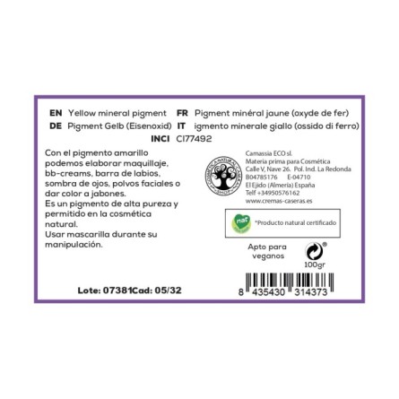 Pigmento mineral en polvo Amarillo