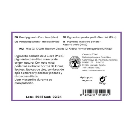 Pigmento perlado en polvo - Azul claro (Mica)