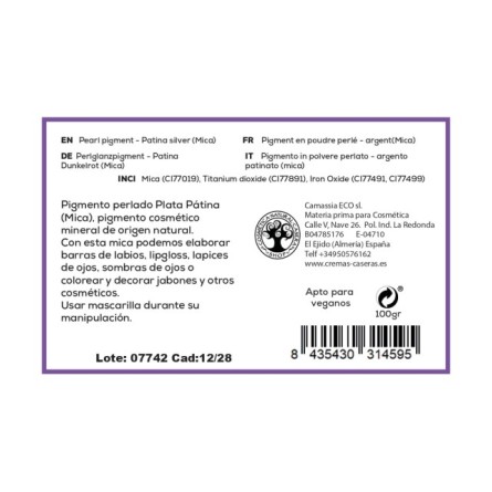 Pigmento perlado en polvo - Plata pátina (Mica)