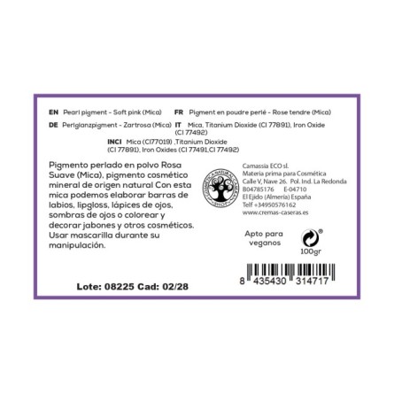 Pigmento perlado en polvo - Rosa suave (Mica)